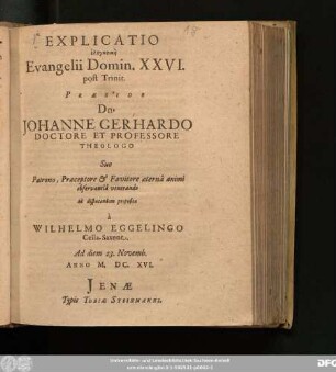 Explicatio elenktikē Evangelii Domin. XXVI. post Trinit.