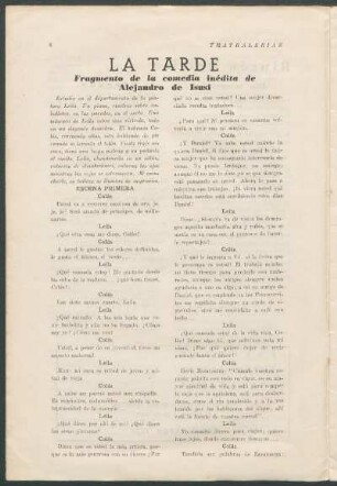 La tarde : Fragmento de la comedia inédita