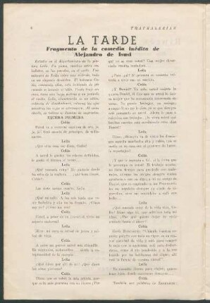La tarde : Fragmento de la comedia inédita