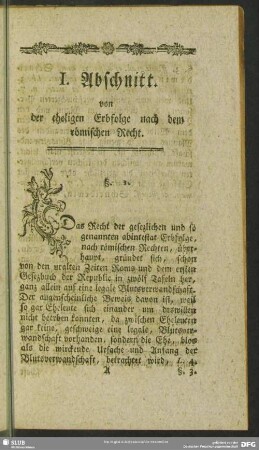 I. Abschnitt. von der eheligen Erbfolge nach dem römischen Recht