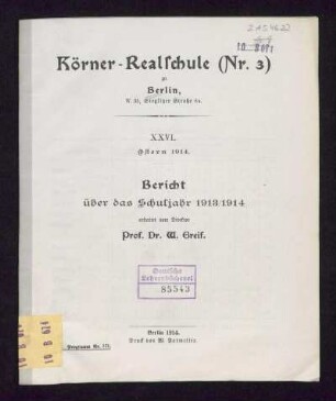 1913/14: Bericht über das Schuljahr ... - 1913/14