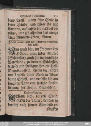 Gebätt wann jetzt der Sterbende verscheiden will.