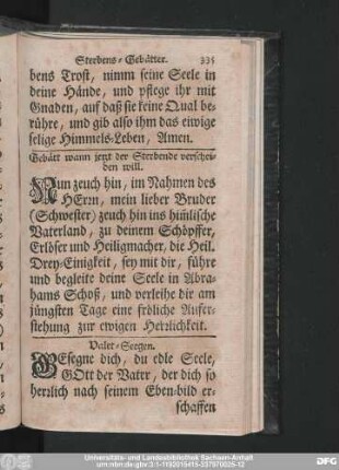 Gebätt wann jetzt der Sterbende verscheiden will.