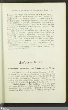 Fünfzehntes Kapitel. Verwendung, Verwertung und Behandlung der Beute