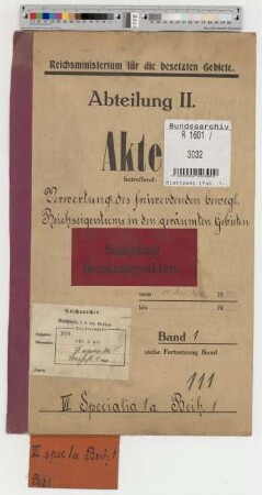 Verwertung des freiwerdenden beweglichen Reichseigentums in den geräumten Gebieten