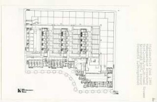 Wohnquartier, Berlin-Kreuzberg (Diplomarbeit bei Willy Kreuer): 1. Wohngeschoss, Grundriss 1. Obergeschoss