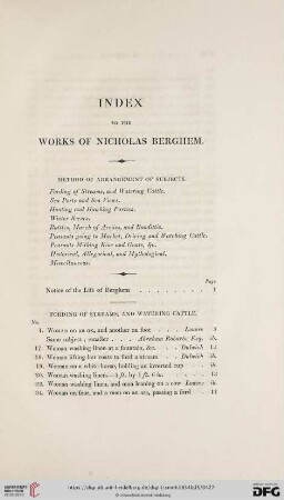 Index to the Works of Nicholas Berghem