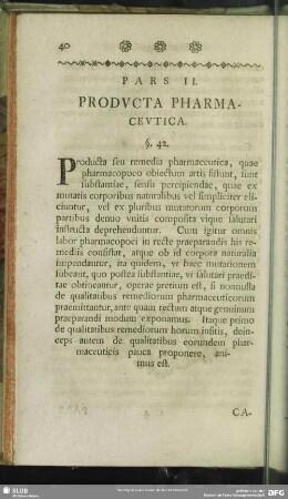Pars II. Producta Pharmaceutica