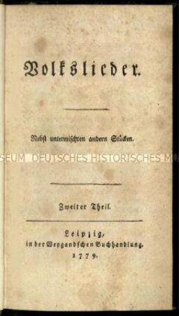 Volkslieder von Johann Gottfried Herder