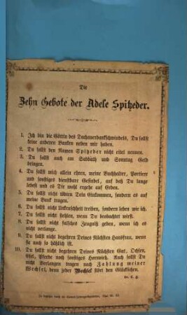 Die Zehn Gebote der Adele Spitzeder