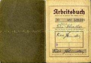Arbeitsbuch von Felix Schindler mit dem nachträglichen Zusatz "Israel" für jüdische Bürger