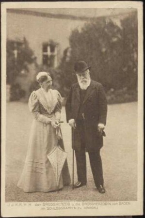 Großherzog Friedrich I. von Baden und Großherzogin Luise im Schlosgarten zu Mainau (Postkarte)