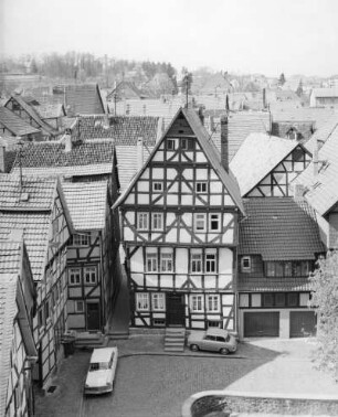 Alsfeld, Hessen, Kirchturmblick Fachwerkbau