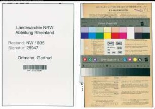 Entnazifizierung Gertrud Ortmann , geb. 11.04.1910 (Kaufmaennische Angestellte)