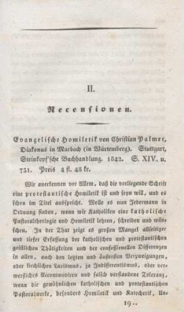 291-308 [Rezension] Palmer, Christian, Evangelische Homiletik