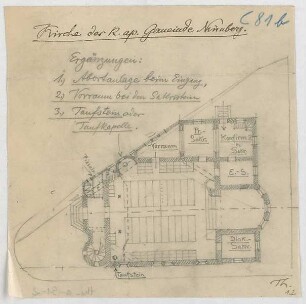 Thiersch, August ; Nürnberg (Bayern); Kath. - Apostolische Kirche, Projekt - Grundriss