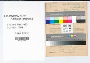 Entnazifizierung Franz Leue , geb. 18.10.1900 (Verw.Beamter)