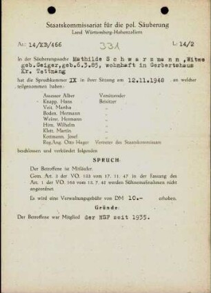 Schwarzmann, Mathilde, geb. Geiger