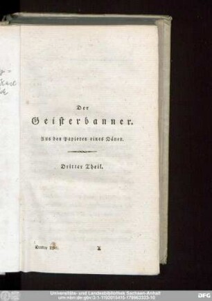 Der Geisterbanner. Aus den Papieren eines Dänen. Dritter Theil.