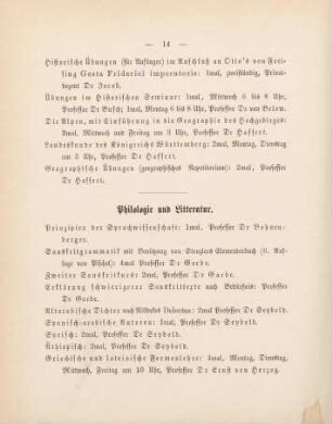 14-16, Philologie und Literatur