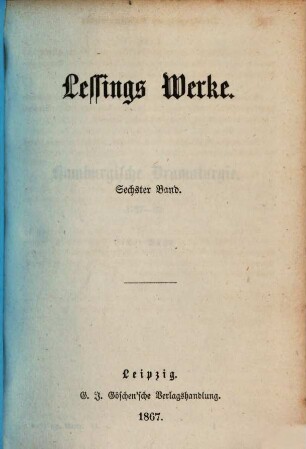 Lessings Werke. 6