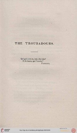 Specimens: The Troubadours