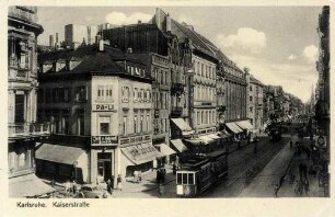 Postkartenalbum mit Motiven von Karlsruhe. "Karlsruhe. Kaiserstraße"