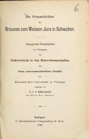 Die Grenzschichten des Braunen zum Weissen Jura in Schwaben