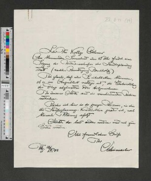 Brief an [Gustav] Oelsner