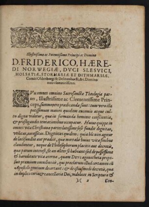 [...] D. Friderico, Haeredi Norwegiae [...]