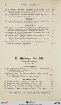 II. Moderne Graphik. Handzeichnungen (Nr. 301-786)