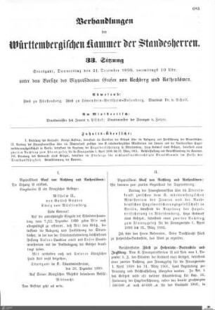 33. Sitzung, Stuttgart, 21.12.1899