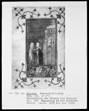 Stundenbuch der Bianca von Savoyen — Bildseite mit zwei Miniaturen, Folio 33verso