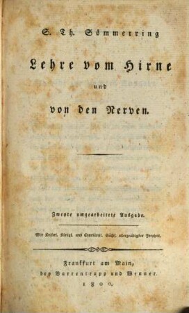 S. Th. Sömmerring Lehre vom Hirne und von den Nerven
