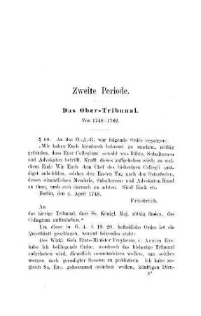 Zweite Periode. Das Ober-Tribunal. Von 1748-1782
