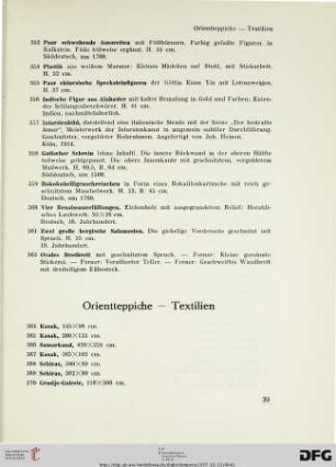 Orientteppiche – Textilien (Nr. 364-439)