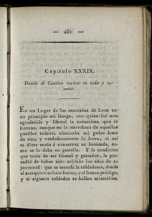 Capítulo XXXIX. Donde el Cautivo cuenta su vida y sucesos