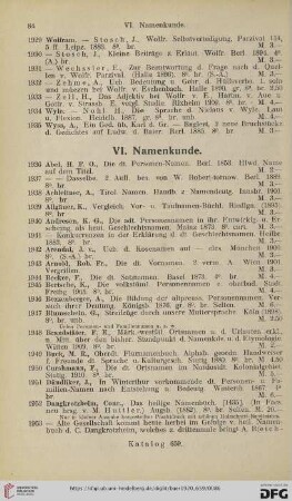 VI. Namenkunde (Nr. 1936 - 2025)