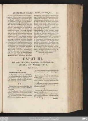 Caput III. De Imperatoriae Maiestatis Universalitate Et Ubiquitate.