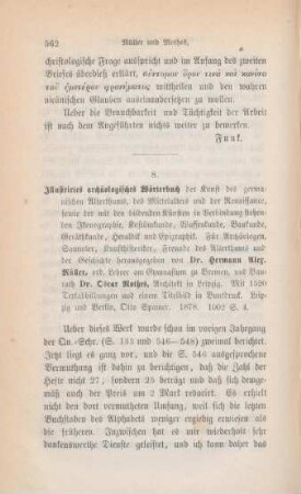 562-564 [Rezension] Illustrirtes archäologisches Wörterbuch der Kunst des germanischen Alterthums, des Mittelalters und der Renaissance