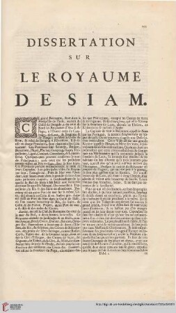 Dissertation sur le royaume de Siam
