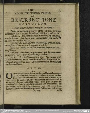 Locus Tricesimus Primus De Resurrectione Mortuorum