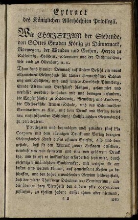 Extract des Königlichen Allerhöchsten Privilegii.