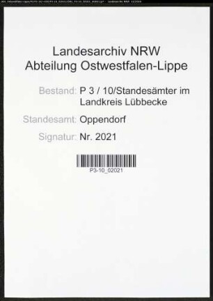 Sterberegister Standesamt Oppendorf