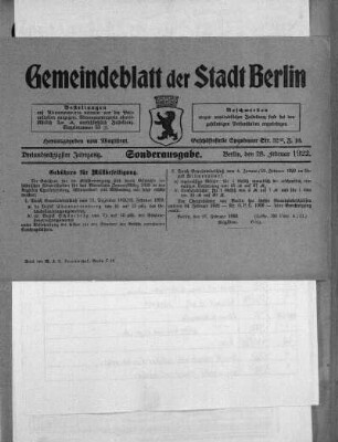 Sonderausgabe, 28. Februar 1922