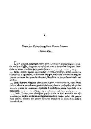 V. Canon pro Festo Assumptionis Sanctæ Deiparæ. Prima Die.