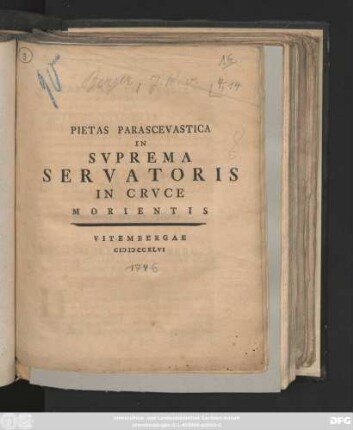 Pietas Parascevastica In Svprema Servatoris In Crvce Morientis