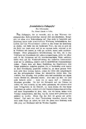 Persönlichkeits-Pädagogik : eine Selbstanzeige