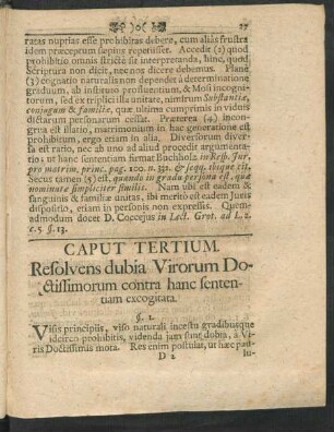 Caput Tertium. Resolvens dubia Virorum Doctissimorum contra hanc sententiam excogitata
