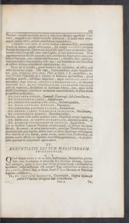 XV. Renuntiatio Septem Magistrorum Philosophiae